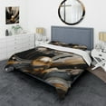 thumbnail image 1 of Designart "Marbled Euphoria Gold and Black II" Abstract Marble Bedding Covert Set - Modern Gold Abstract Bed Set With 1 Sham, 1 of 6