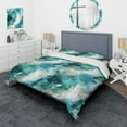 thumbnail image 1 of Designart "Marbled Pattern Of Alluring Emerald Oceanic Essence" Green Marble Bedding Covert Set - Glam Bed Set With 2 Shams, 1 of 5