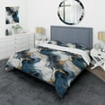 thumbnail image 1 of Designart "Marbled Pattern with Gold Veins and Blue Elegance II" Marble Bedding Covert Set - Glam Bed Set With 2 Shams, 1 of 5