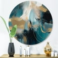 thumbnail image 1 of Designart "Marbled Symphony Gold and Green I" Abstract Marble Metal Round Wall Art, 1 of 5