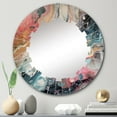 thumbnail image 1 of Designart "Marbled Whimsy in Teal and Pink II" Abstract Round Wall Mirror - Modern Oval Printed Decorative Oversized Mirror - Multiple Color Options, 1 of 4