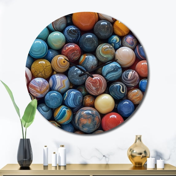 Designart "Marbles with Mystical Essence II" Abstract Shapes Oversized Wall Clock