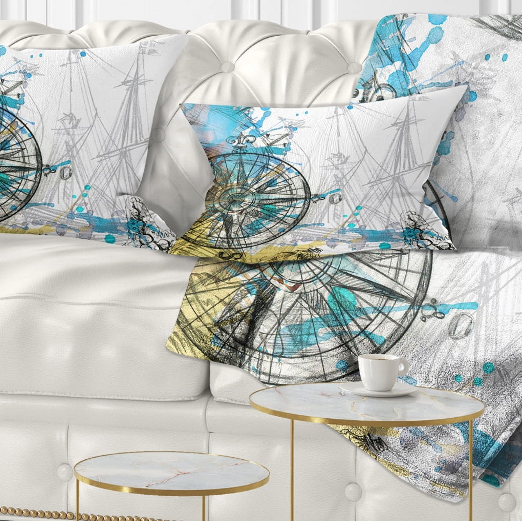 Designart Marine Background Illustration Art - Animal Throw Pillow - 12x20