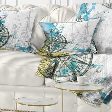 Designart Marine Background Illustration Art - Animal Throw Pillow - 12x20