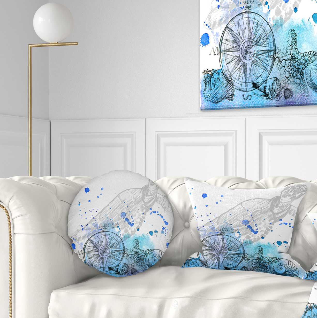 Designart Marine Creatures Illustration - Animal Throw Pillow - 12x20