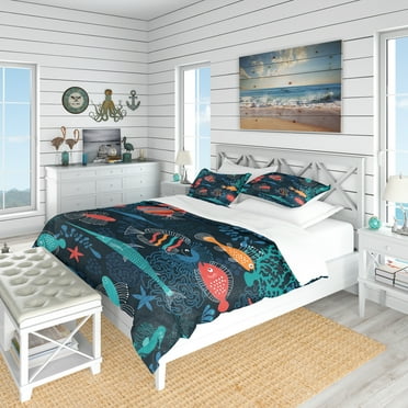 Designart 'Marine Life' Modern & Contemporary Duvet Cover Set