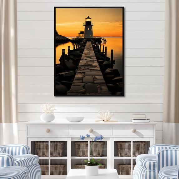 Designart "Maritime Solace at the Port II" Nautical & Beach Floater Framed Wall Art Print