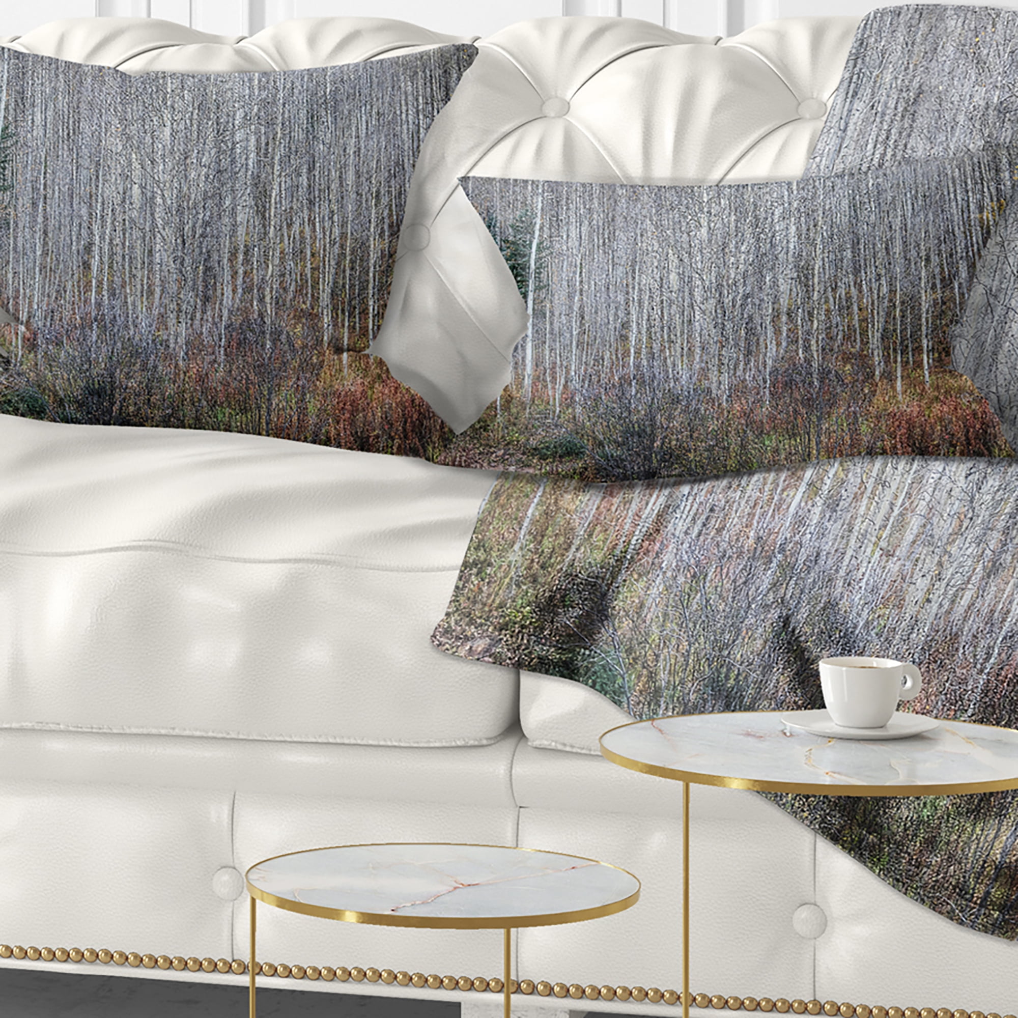 Designart Maroon Bells Mountain View - Modern Forest Throw Pillow - 12x20