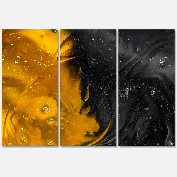 Designart ' Marriage of Black and Yellow ' Modern Canvas Wall Art Print