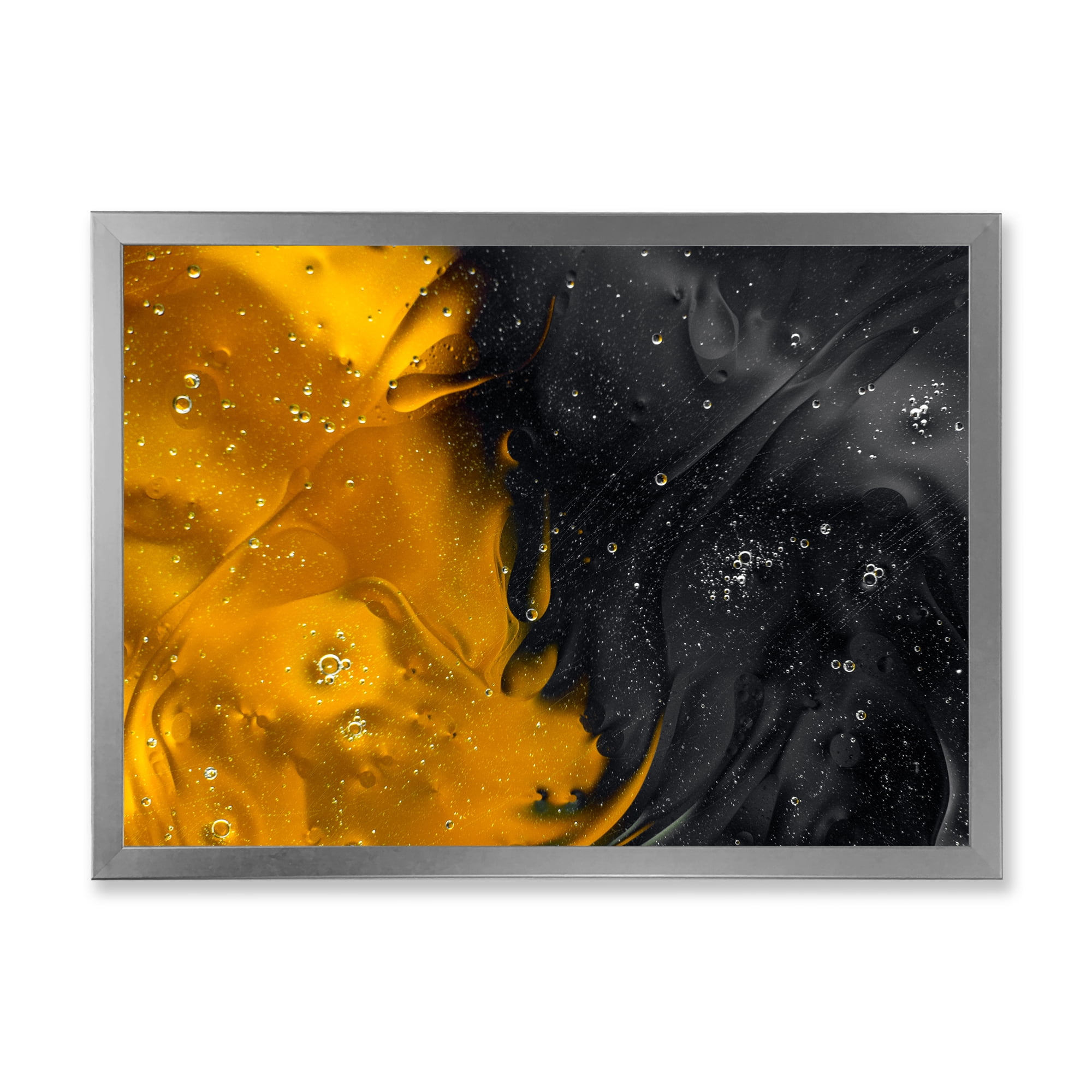 Designart 'Marriage of Black and Yellow' Modern Framed Art Print