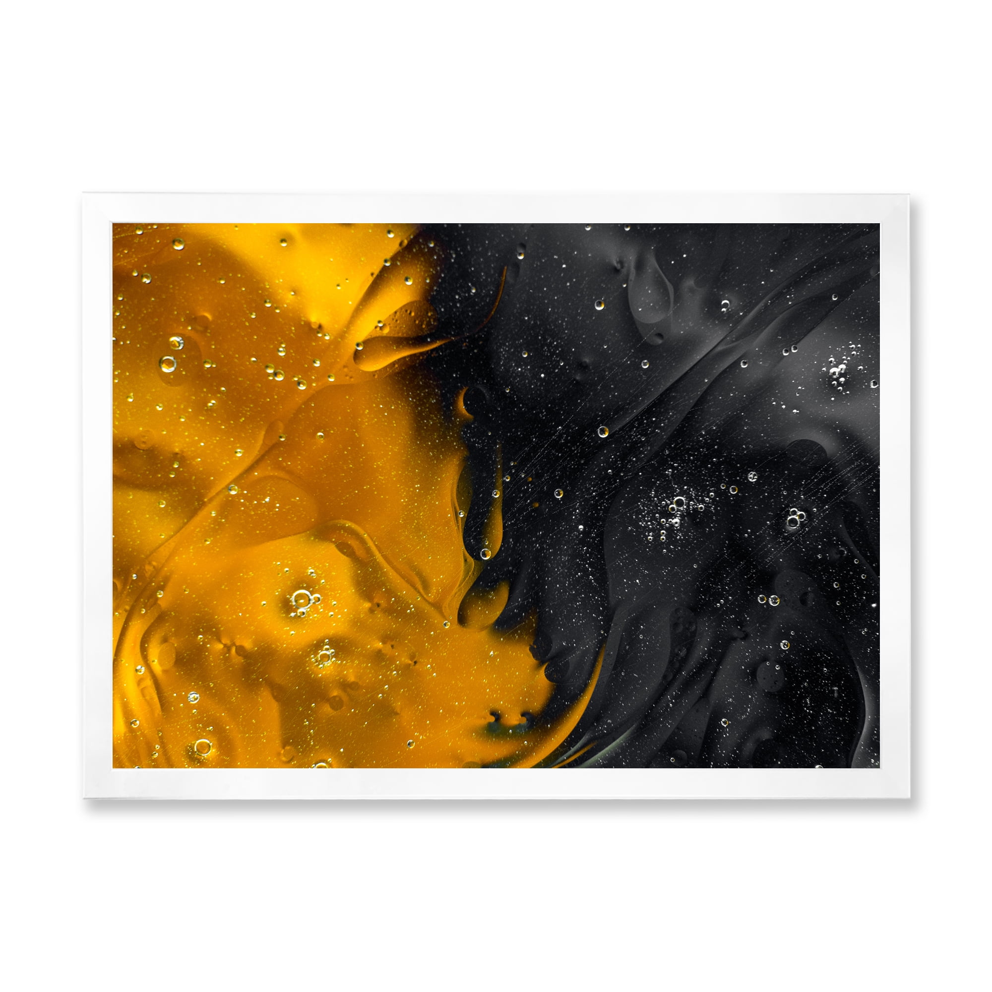 Designart 'Marriage of Black and Yellow' Modern Framed Art Print