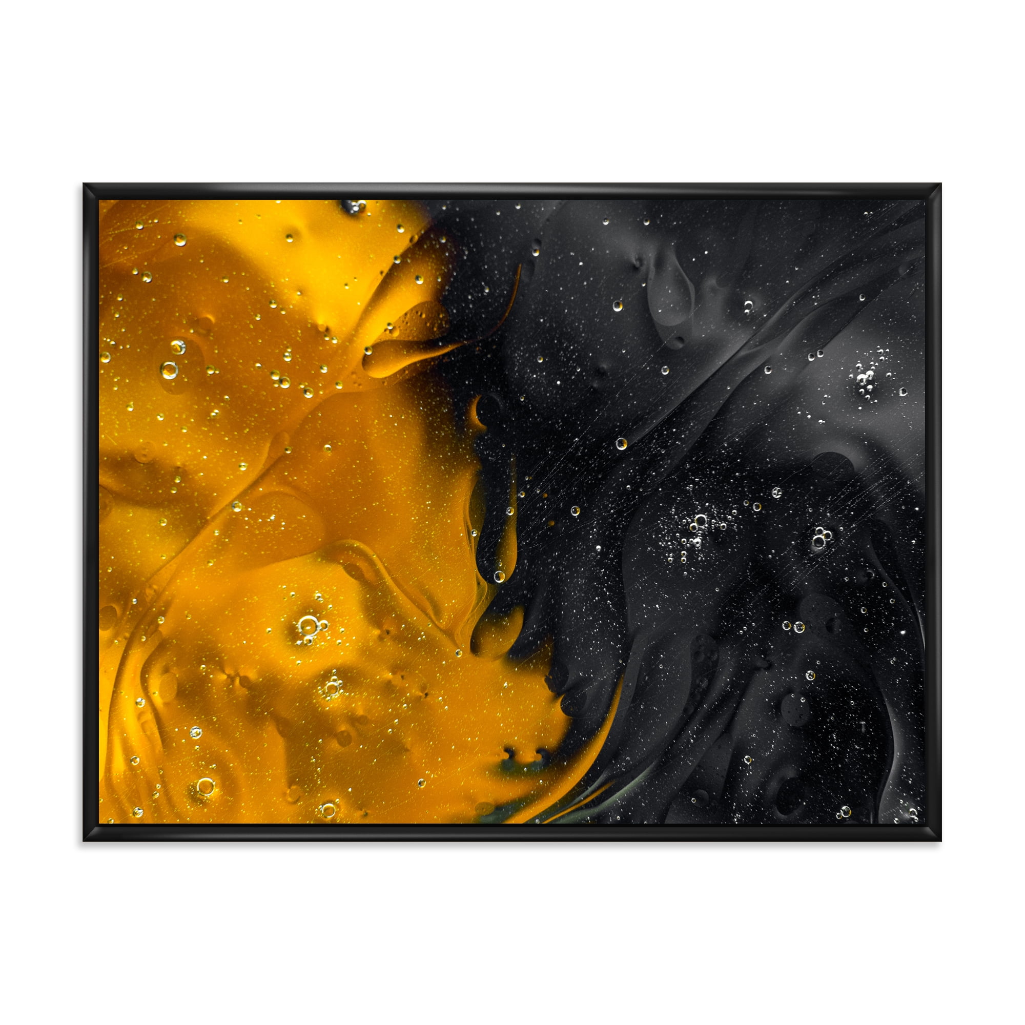 Designart 'Marriage of Black and Yellow' Modern Framed Canvas Wall Art Print