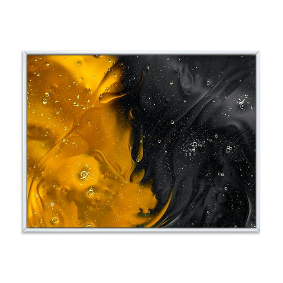 Designart 'Marriage of Black and Yellow' Modern Framed Canvas Wall Art Print