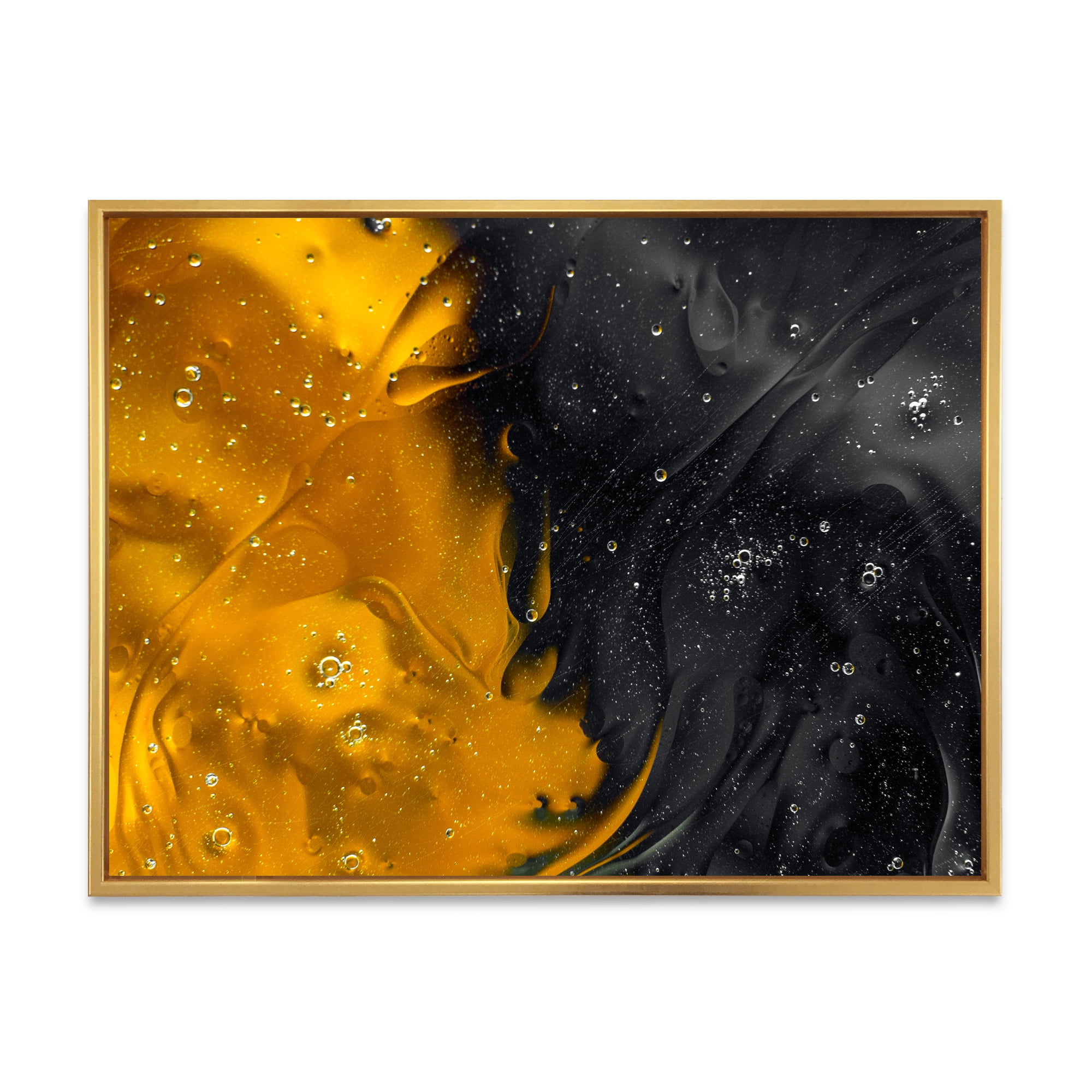 Designart 'Marriage of Black and Yellow' Modern Framed Canvas Wall Art Print