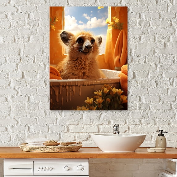 Designart "Marsupials' Wacky Wash Time" Bathroom Canvas Wall Art