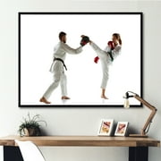 Designart "Martial Art Combat Practice" Martial Arts Floater Framed Canvas Art Print