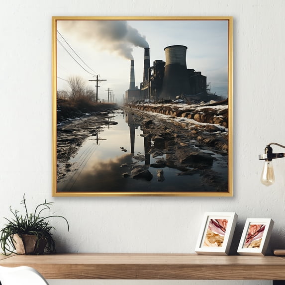 Designart "Marvelous Winter Scenery Of Power Plants" Power Plants Floater Framed Canvas Prints