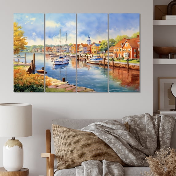 Designart "Maryland Bay Canal Scenery Waterfront Views" Maryland Metal Art Print Set
