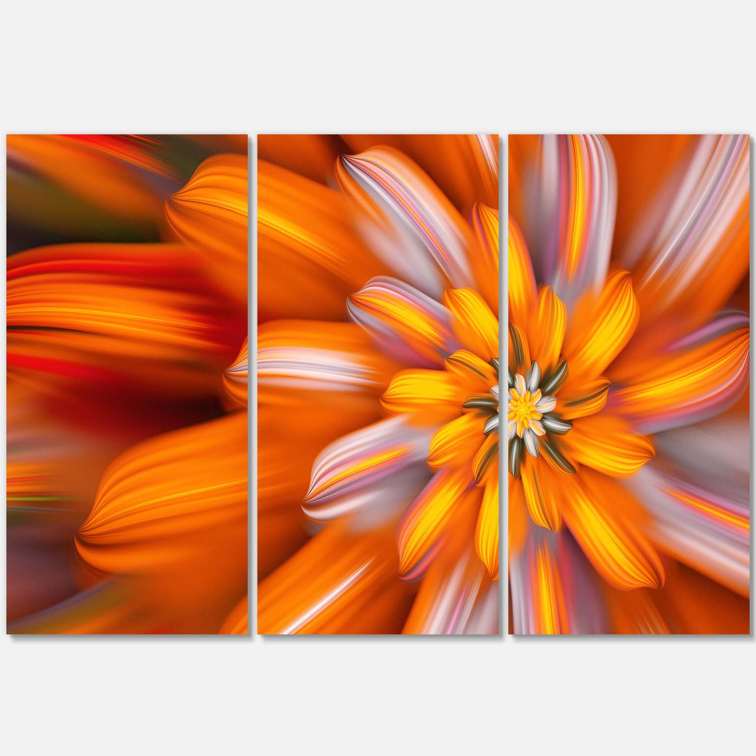 Massive Orange Fractal Flower 36"x28" Canvas Art Print