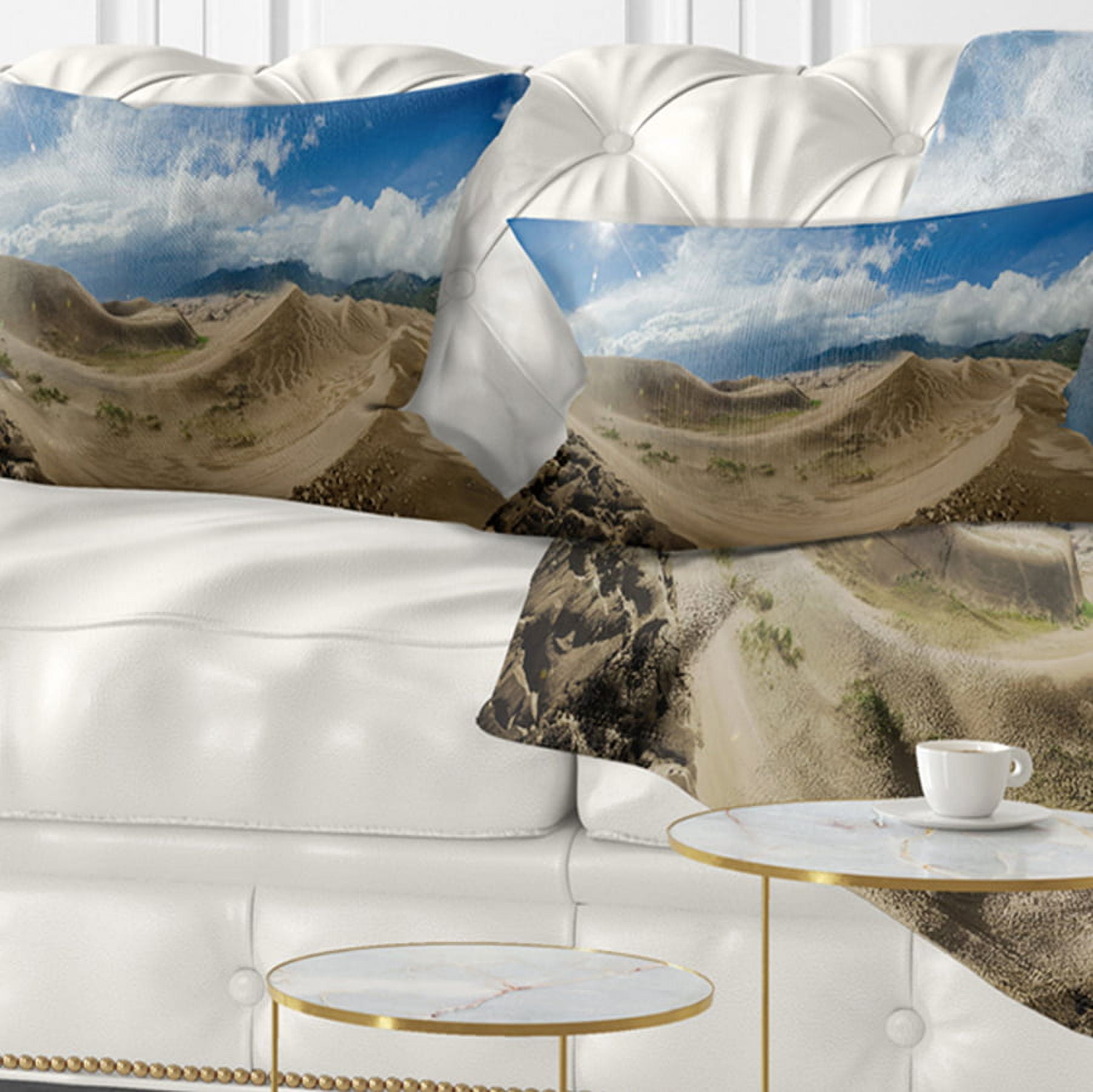 Designart Massive Sand Dunes Panorama - Landscape Printed Throw Pillow - 12x20