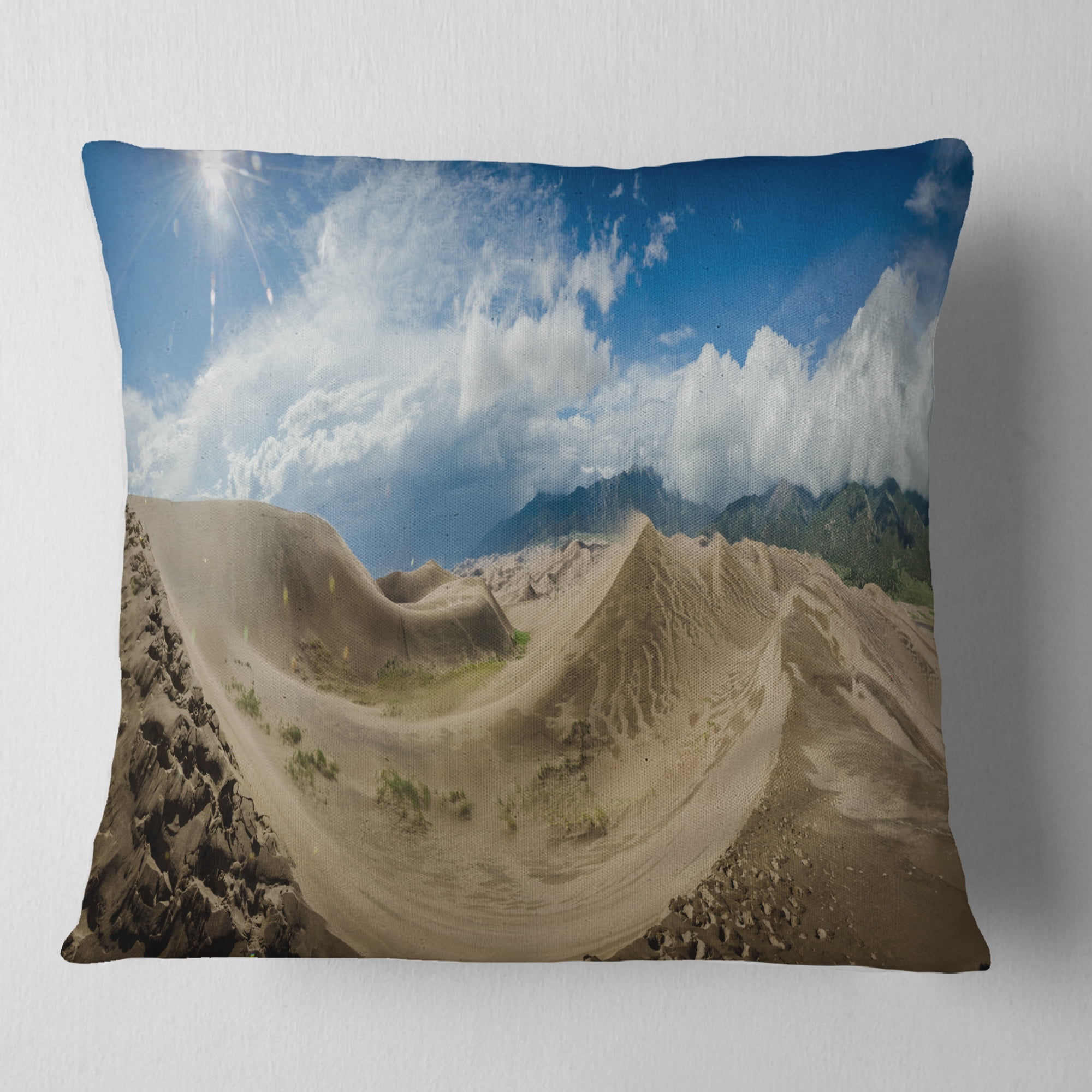 Designart Massive Sand Dunes Panorama - Landscape Printed Throw Pillow - 16x16