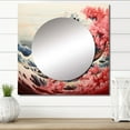 thumbnail image 1 of Designart "Masterpiece Pink Great Wave of Kanagawa II" Nautical & Beach Square Mirror For Wall Decor - Large Pink Square Printed Wall Mirror Art - Wall Mounted Square Large Mirror, 1 of 5