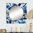 thumbnail image 1 of Designart "Matrix Design In Blue And White" 0 Blue Large Square Mirror - Square Bedroom Mirror Printed Wall Decor - Modern Square Printed Wall Mirror Art, 1 of 5