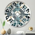 thumbnail image 1 of Designart "Matrix Grid in Grey and Teal Tones" Geometric Radial Dot Round Wall Mirror - Oval Printed Decorative Mirror - Multiple Color Options, 1 of 5