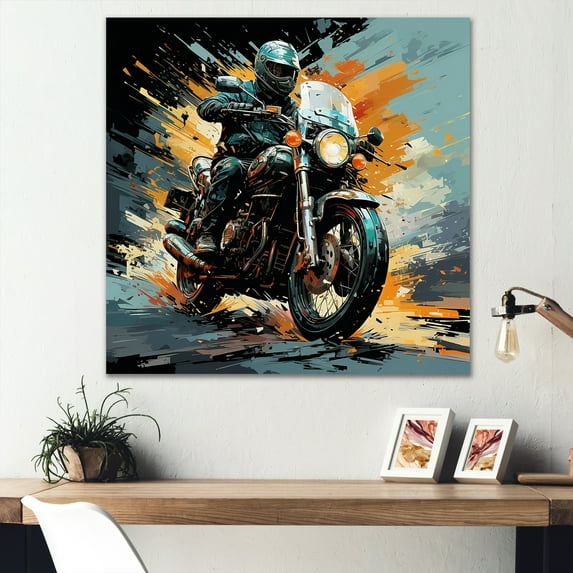 Designart "Matrix Of The Dirt Bike" Motorcycle Canvas Art Print