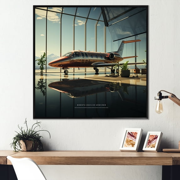 Designart "Matrix Showcase Of Jet Plane" Plane Floater Framed Wall Art Living Room