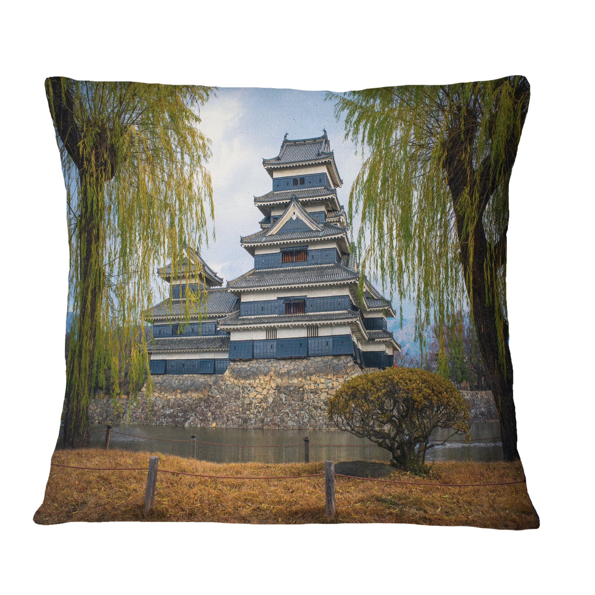 Designart Matsumoto Castle Japan - Landscape Printed Throw Pillow - 16x16