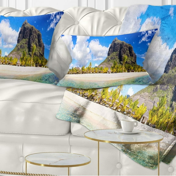 Designart Mauritius Beach Panorama - Photography Throw Pillow - 12x20