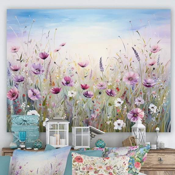 Designart "Meadow Abundance Of Wildflowers III" Flower Field Canvas Wall Art