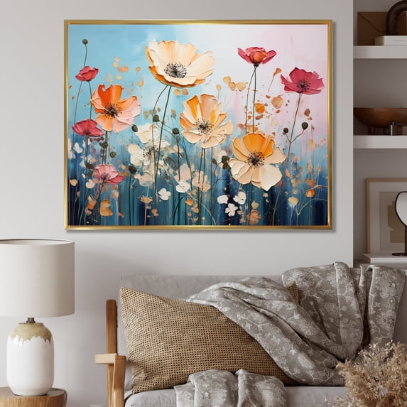 Designart "Meadow Bliss composition III" Modern Floater Framed Wall Decor