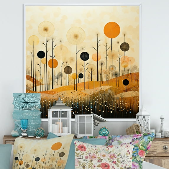 Designart "Meadow Bold Geometric landscapes I" Abstract Floater Framed Wall Art Print