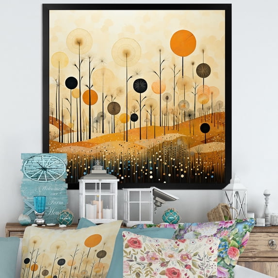 Designart "Meadow Bold Geometric landscapes I" Abstract Floater Framed Wall Art Print