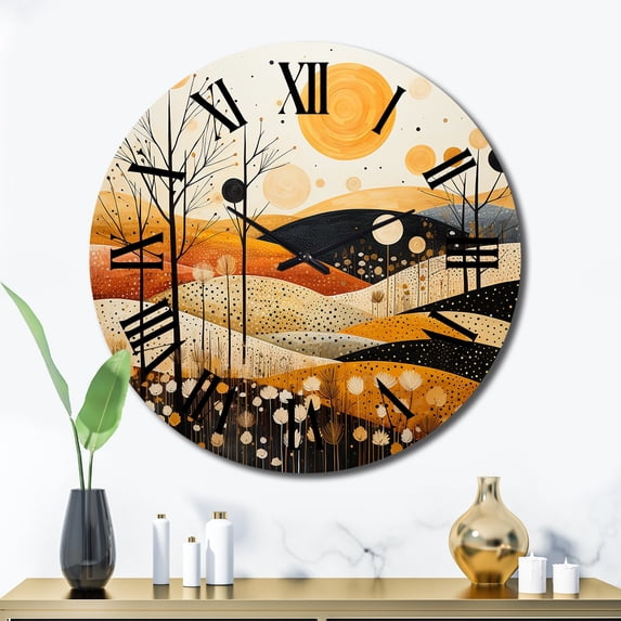 Designart "Meadow Bold Geometric landscapes II" Abstract Oversized Wall Clock