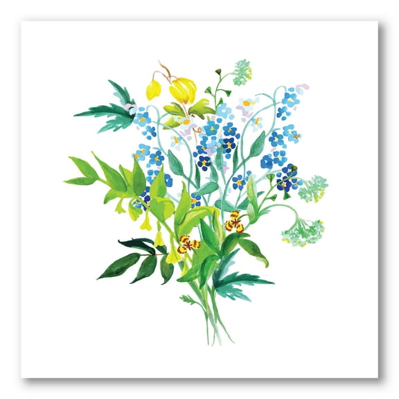 Designart ' Meadow Flowers Garland On White ' Farmhouse Canvas Wall Art Print