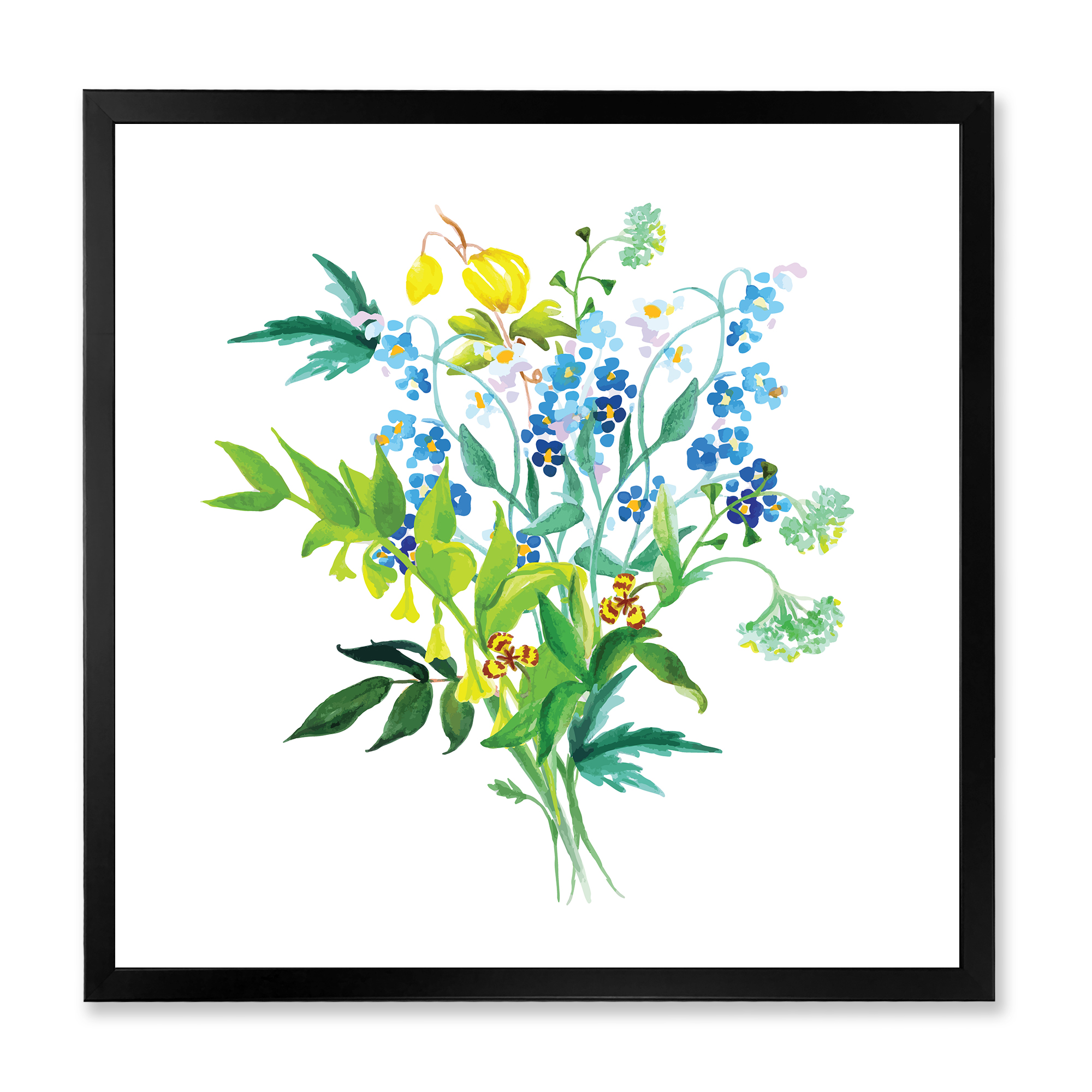 Designart 'Meadow Flowers Garland On White' Farmhouse Framed Art Print