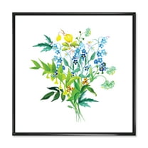 Designart 'Meadow Flowers Garland On White' Farmhouse Framed Canvas Wall Art Print