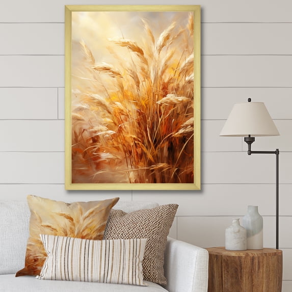 Designart "Meadow Melodies in Yellow" Landscapes Framed Wall Art - Traditional Yellow Meadow Entryway Framed Wall Art Print