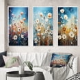 thumbnail image 1 of Designart "Meadow Painting III" Floral & Botanical Framed Wall Art Set Of 3 - White Meadow Frame Canvas Set For Living Room Decor, 1 of 7