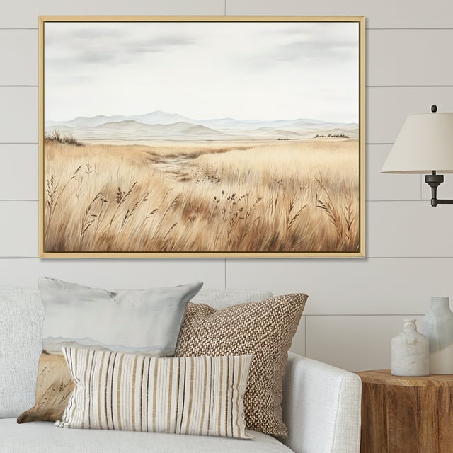 Designart "Meadow Peacefulness In The Prairie I" Prairies Floater Framed Wall Decor