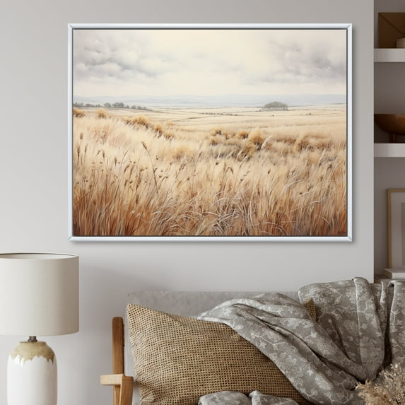 Designart "Meadow Peacefulness In The Prairie" Prairies Floater Framed Canvas Prints
