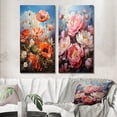 thumbnail image 1 of Designart "Meadow Poppy landscape" Meadow Wall Art Set Of 2 - Coral Landscapes Canvas Set For Living Room Decor, 1 of 7