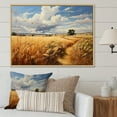 thumbnail image 1 of Designart "Meadow Serenity Yellow Wheat Fields I" Landscapes Framed Wall Art - Traditional Yellow Meadow Entryway Framed Wall Art, 1 of 6