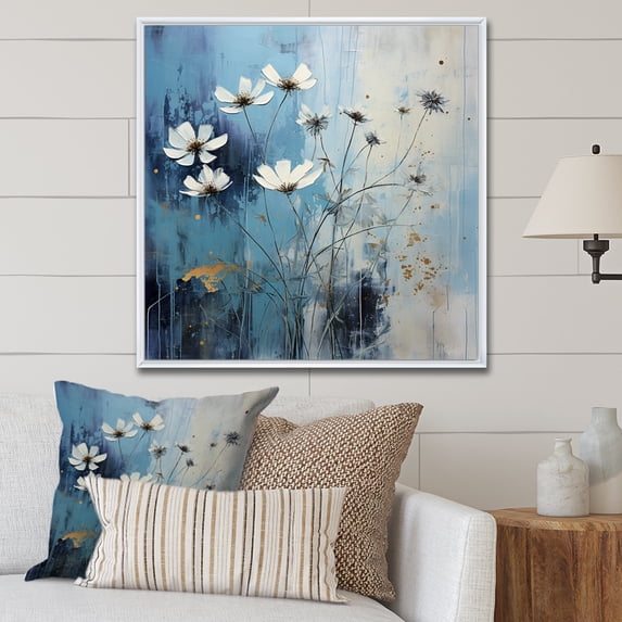 Designart "Meadow Stroll Among Wildflowers IV" Wildflowers Floater Framed Canvas Art Print