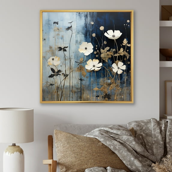 Designart "Meadow Stroll Among Wildflowers VI" Wildflowers Floater Framed Wall Art Living Room