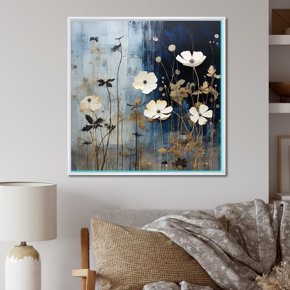 Designart "Meadow Stroll Among Wildflowers VI" Wildflowers Floater Framed Wall Art Living Room