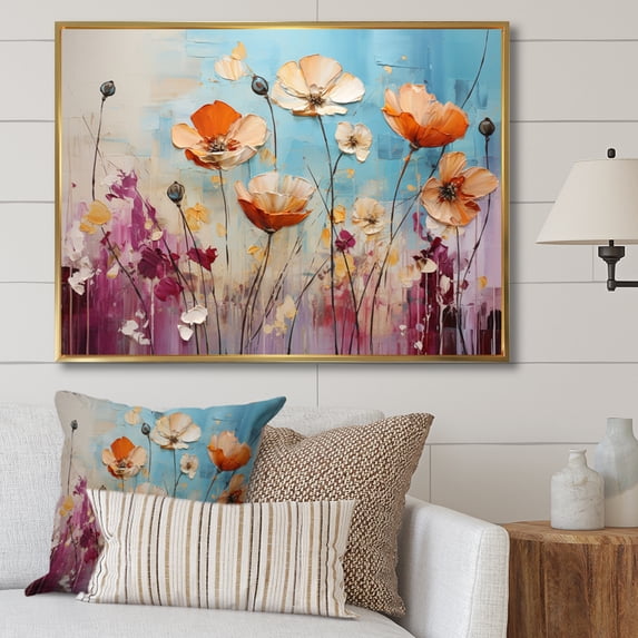 Designart "Meadow Whispers composition II" Modern Floater Framed Wall Art Print